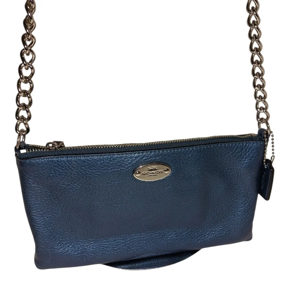 Coach Blue Crossbody Bag with Chain Strap